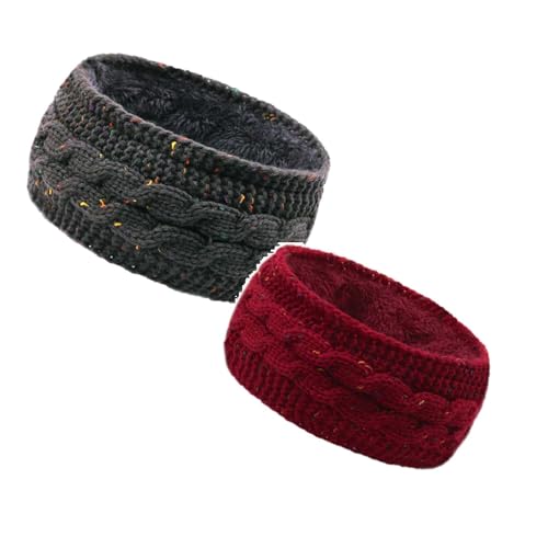 2 Stück Winter Stirnband Damen Strick Ohrenwärmer Haarband Haarreifen Kopftuch Women Stirnband Herbst Beauty Hair Warm Haarband Laufen Geflochtener Breit Winter Haarschmuck Haarreif Kopftuch von DRALOFAO