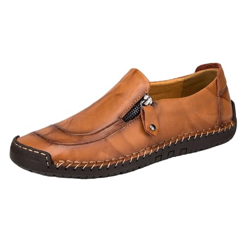 DRALOFAO Bootsschuhe Herren, Haferlschuhe Trachtenschuhe Lederschuhe Schwarz Braun Oktoberfest Herren Outfit Anzugschuhe Bootsschuhe Schuhe Atmungsaktive Loafer Slipper von DRALOFAO