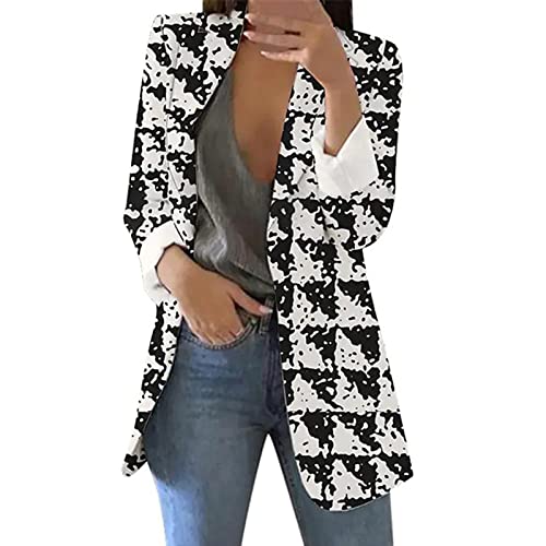 DRALOFAO Damen Blazer Elegant Damen Basic Reverskragen Blazerjacke Damen Cardigan Freizeit Business Jacke Revers Büro Business Formal Blazer Slim Fit Langärmelig Outwear für Arbeit Büro Sakko von DRALOFAO