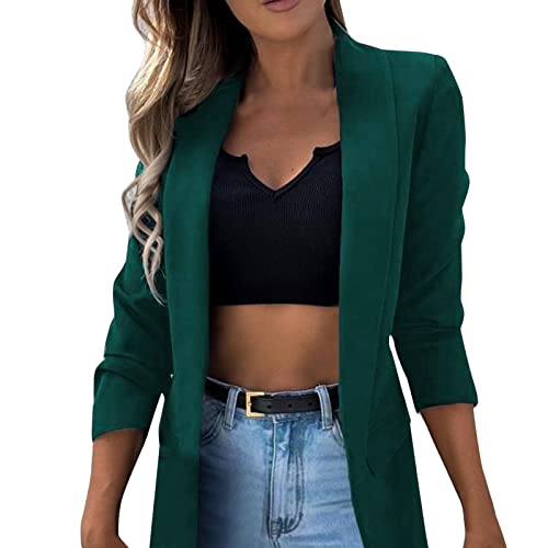 DRALOFAO Damen Blazer Elegant Damen Cardigan Freizeit Business Jacke Revers Büro Business Formal Blazer Slim Fit Langärmelig Outwear mit Reversknöpfen für Arbeit Büro von DRALOFAO