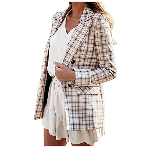 DRALOFAO Damen Business Freizeit Casual Blazer Business Jacke Anzugjacke Elegant Blazer Lang Basic Blazer Businessjacke Mantel Coat Kurz Mantel Anzüge Bolero Vintage Blazer von DRALOFAO