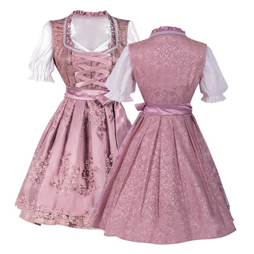 DRALOFAO Dirndl Grosse Grössen, Dirndl Damen Retro Dirndelkleider Midi Trachtenkleid Trachtenmode Dirndlkomplettsets Grosse GröSsen Festlich Dirndlbluse Oktoberfest-Outfit DirndlschüRze von DRALOFAO