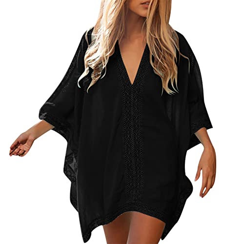DRALOFAO Kaftan Damen Lang Arabisch Strand Bikini Häkelkleid Strandtunikas Curvy Strandtunika Beach Long Standkleid Strandrock von DRALOFAO