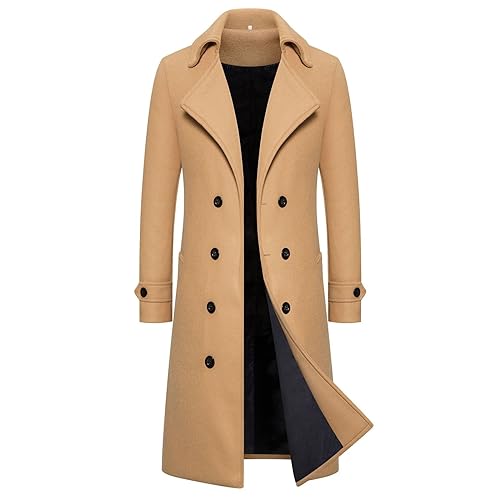 DRALOFAO Herren Mantel - Warmer Slim Fit Kurzmantel, Zweiteiler Business Langmantel, Winter Coat in Grau und Schwarz von DRALOFAO
