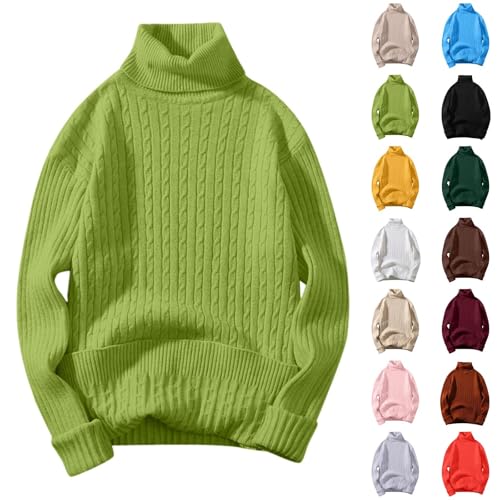 DRALOFAO Rollkragenpullover Herren, Rollkragenpullover Herren Schwarz Strickpullover - Zopfmuster Winterpullover Männer Warm Rollkragenpulli Langarm Rollkragenshirt Roll Neck Pullover Sweater von DRALOFAO