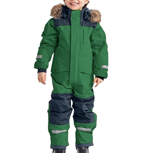 DRALOFAO Schneeanzug Kinder Winter Schneeanzug Softshell Warm Skianzug Kinder Winterjacke Jungen Thermo Skihose Winterhose Softshellanzug Kids Mit Abnehmbarer Kapuze von DRALOFAO