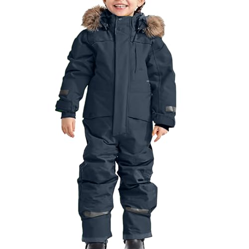 DRALOFAO Skianzug Kinder Jungen Skijacke Winter Mit Abnehmbarer Kapuze Skianzug Softshell Schneeanzug Kinder Thermo Schneeoverall Skianzüge Winteroverall Kids Winddicht von DRALOFAO