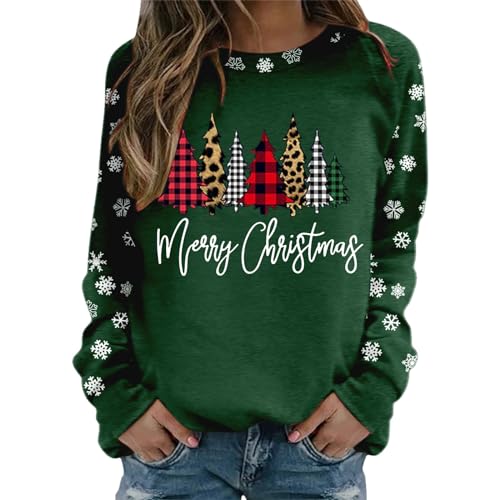 DRALOFAO Weihnachtspullover Damen Lustige Langarm Oberteile Casual Frauen Sweatshirt Weihnachtsoutfit Weihnachtspulli für Frau Teenager Mädchen von DRALOFAO