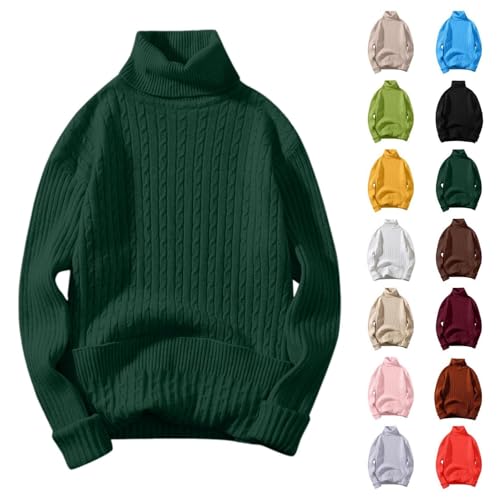 DRALOFAO Winterpullover Herren, Rollkragenpullover Herren Schwarz Strickpullover - Zopfmuster Winterpullover Männer Warm Rollkragenpulli Langarm Rollkragenshirt Roll Neck Pullover Sweater von DRALOFAO