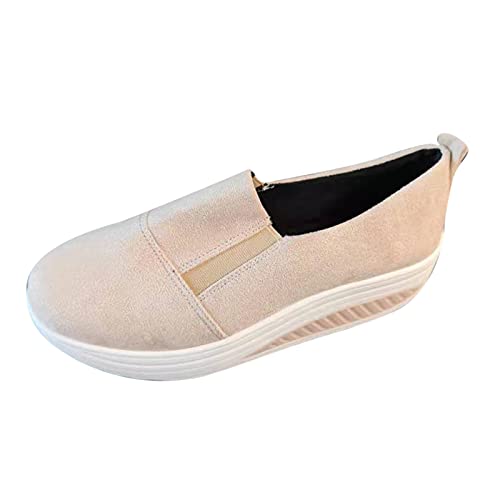 Dralofao Gym Wanderhalbschuhe Damen Schuhe Damen Sneaker Elegant Slip On Leichte Atmungsaktiv Stoffschuhe Sneaker Walkingschuhe Sportschuhe Outdoorschuhe Tennis Schuhe Straßenlaufschuhe Freizeitschuhe von DRALOFAO