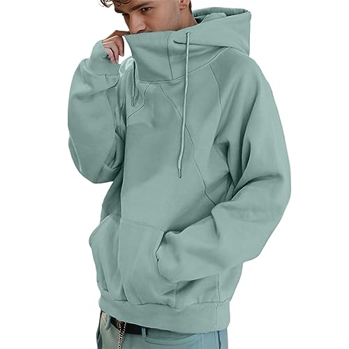 Herren Pullover Mit Kapuze Kragen Longsleeve Langarmshirt Warm Dicker Pulli Schwarz Warmer Herren Sweatshirt Mit Kapuze Rollkragen Stehkragen Rundhals Hip Hop Hoodie Element Pullover Herren von DRALOFAO