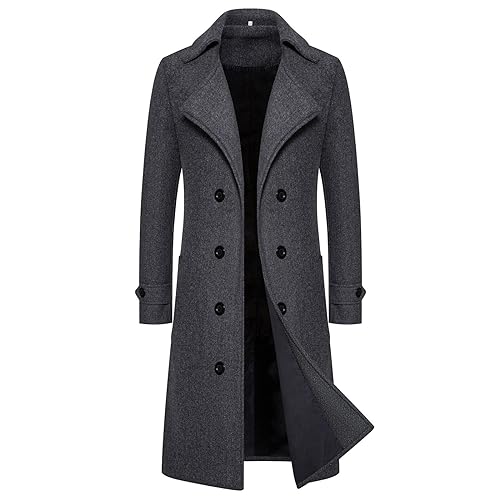 Langer Mantel Fit Herren Schwarz Jacket Lang Winter Winterjacke Ledermantel Kurz Wintermantel Schwarz Schwarz Winterjacke Herren Herrenmantel Winter Herrenmantel Lang Jacke Herren Jacken Winter Lange von DRALOFAO