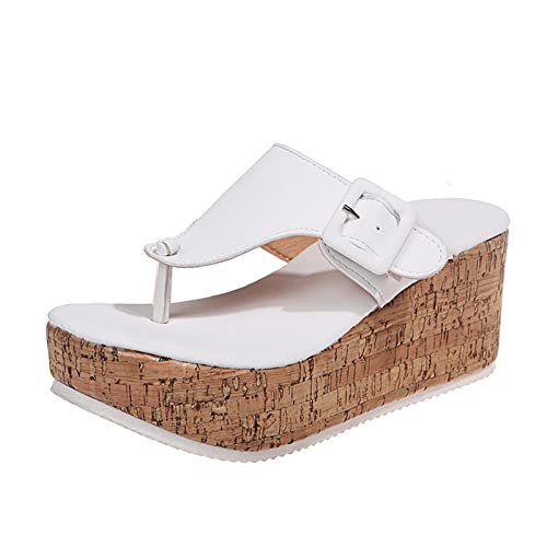 Orthopädische Sandalen Damen: Sandalen Damen Elegant,Damen Keilabsatz Sandalen Zehentrenner Hausschuhe Römische Flip Flops Flache Plattform Schlappen Sommer Offene Schuhe Elegante Plateausohle von DRALOFAO