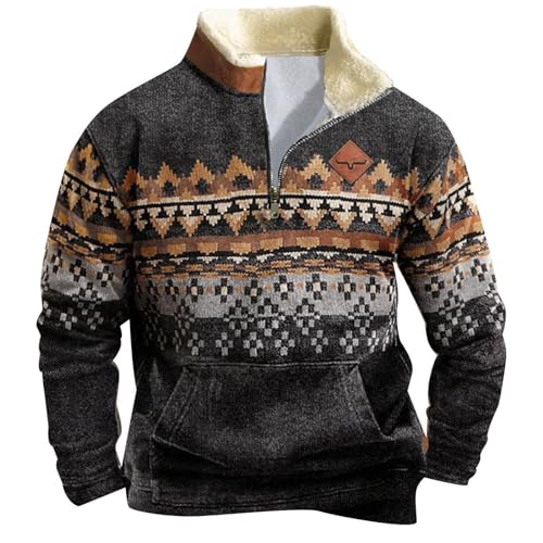 Pullover Herren Solid Sweatshirt Ohne Sweater Warm Zipper Herrenpullover Baumwolle Herren Outdoor Warm Warme Pullover Pullover Herren Warm Ohne 4xl Übergröße Herren Sweatshirt, Kapuze Thermo von DRALOFAO