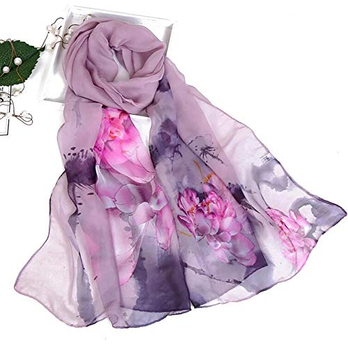 Seidenschal Damen Elegant Weich Bunt Seidentuch Warm Lang Halstuch Groß Blumen XXL Elegant Frauen Herbst Winter Seidentücher Pashmina Scarf Damenschal von DRALOFAO