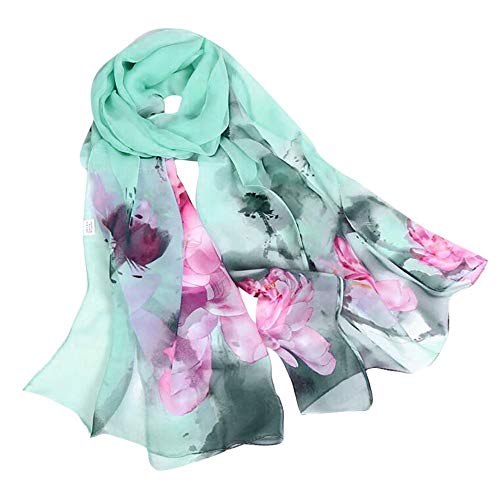 Seidenschal Damen Elegant Weich Bunt Seidentuch Warm Lang Halstuch Groß Blumen XXL Elegant Frauen Herbst Winter Seidentücher Pashmina Scarf Damenschal von DRALOFAO