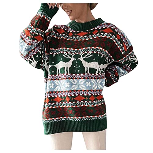 Weihnachtspullover Damen Xmas Langarm Sweatshirt Casual Frauen Christmas Pullover Hässliche Pullover Weihnachtspulli für Frau Teenager Mädchen von DRALOFAO