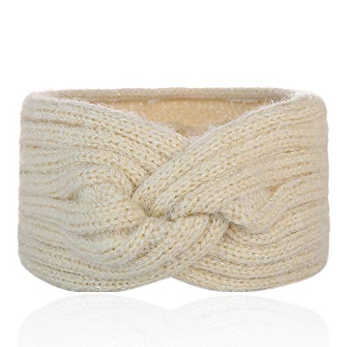 Winter Stirnband Damen Merinowolle Fleece Haarband Sport Herbst Breit Strick Stirnband Laufen Weihnachts Kostüm Warm Haarschmuck Haarreifen Haarreif, Haarband Damen von DRALOFAO