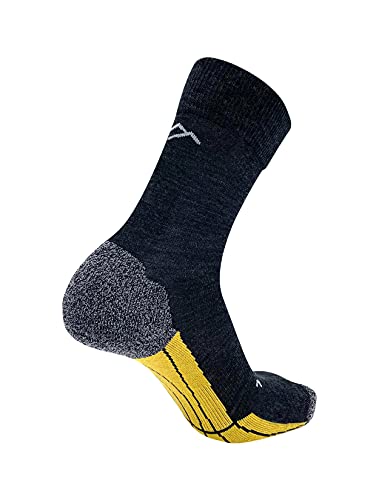 DRASSN Wandersocken, Outdoorsocken, Sportsocken, Radsocken - Damen & Herren - 1 Paar - hochwertige Trekking-Socke auch zum Spazieren, atmungsaktiv aus Merino Wolle - Nachhaltig (Gelb, 36-38) von DRASSN