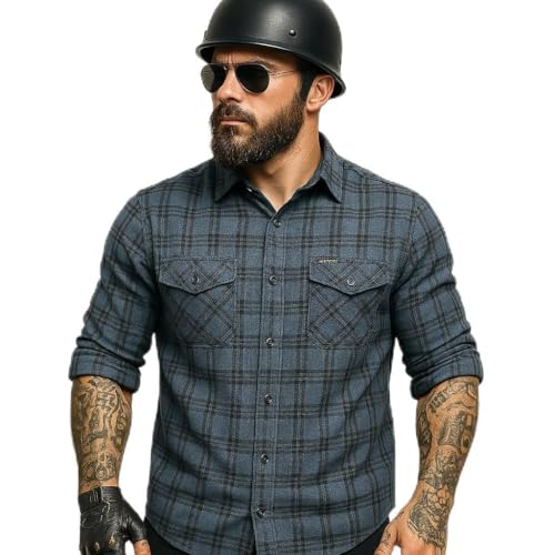 DRAXIES Flanellhemd Herren Kariert Flanellhemden Langarm Casual Button Down Freizeithemd Mit Brusttasche Normal Passform - Schwarz - Black dream - XL von DRAXIES