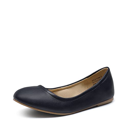 DREAM PAIRS Ballerinas Damen Ballet Flat Elegant Flache Schuhe Weiches PU Leder Komfortabel Navy Größe 36 (EUR) von DREAM PAIRS