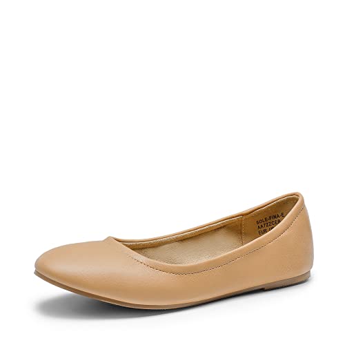 DREAM PAIRS Ballerinas Damen Ballet Flat Elegant Flache Schuhe Weiches PU Leder Komfortabel Nude Größe 40 (EUR) von DREAM PAIRS