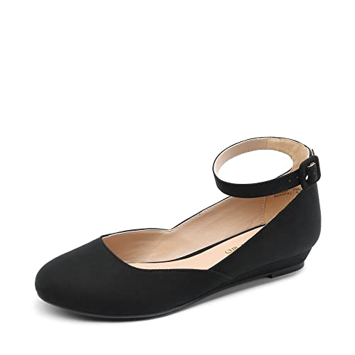 DREAM PAIRS Ballerinas Damen Riemchenballerina Damen Ballerinas Damen Elegant Flats Schuhe REVONA-E Schwarz/Wildleder Größe 35 (EUR) von DREAM PAIRS