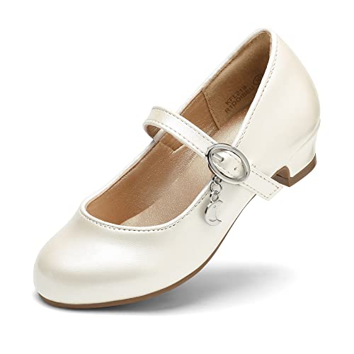 DREAM PAIRS Ballerinas Mädchen Mary Jane Flache Schuhe Ballerinas Prinzessin Schuhe Kommunionschuhe Schulschuhe Elfenbein-PU 30 KFL219 von DREAM PAIRS