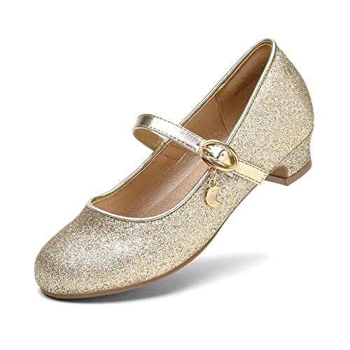 DREAM PAIRS Ballerinas Mädchen Mary Jane Flache Schuhe Ballerinas Prinzessin Schuhe Kommunionschuhe Schulschuhe Gold 33.5 KFL219 von DREAM PAIRS