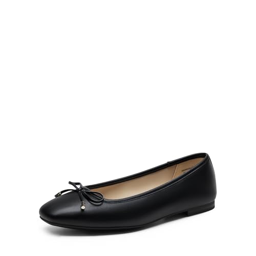 DREAM PAIRS Damen Ballerinas Damen Flats Square Toe Ballet Flats Bequeme Casual Ballerina Flats Abendschuhe mit Schleife Geeignet,Size 41,Schwarz,DWUMFA2517 von DREAM PAIRS