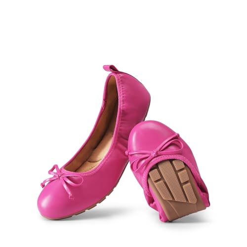DREAM PAIRS Damen Ballerinas Faltbare runder Zehenpartie Schuhe weiche Slip-on Flachschuhe mit Schleife für Festliche Anlässe,Size 40.5,Heisses Rosa,SDFA2409W von DREAM PAIRS
