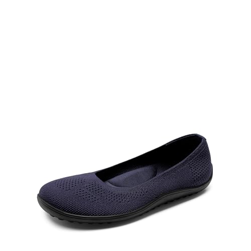 DREAM PAIRS Damen Ballerinas Flats mit atmungsaktivem Strick Rundzehen-Design Mittelfußstütze strapazierfähige Laufsohle leicht & flexibel,Size 38,Marine,DWUMFA2509 von DREAM PAIRS