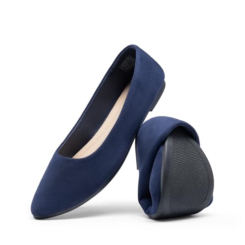 DREAM PAIRS Damen Ballerinas Schuhe aus weichem Kunstleder mit butterweichem Innenraum und eleganter Spitzenzehe für vielseitige Anlässe,Size 35,Marine,DWUMFA2506 von DREAM PAIRS