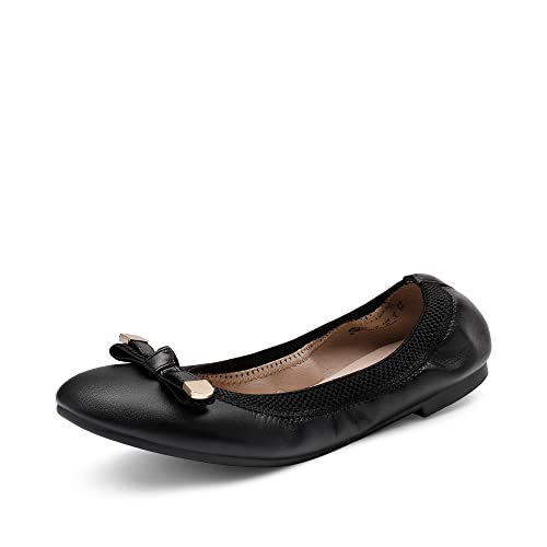 DREAM PAIRS Damen Ballerinas flach klassisch Flache Schuhe mit Schleifen SDFA2250W-E SCHWARZ-PU Größe 36 (EUR) von DREAM PAIRS