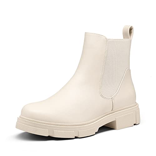 DREAM PAIRS Damen Chelsea Stiefel Stiefeletten Ankle Chelsea Booties BEIGE SDAB2205W-E Größe 37 (EUR) von DREAM PAIRS