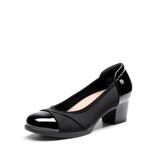 DREAM PAIRS Damen Chunky Geschlossene Zehe Niedrige Blockabsätze Arbeit Pumps Bequeme Runde Zehe Kleid Hochzeitsschuhe,Size 37,Schwarz,DWUMPU2507 von DREAM PAIRS