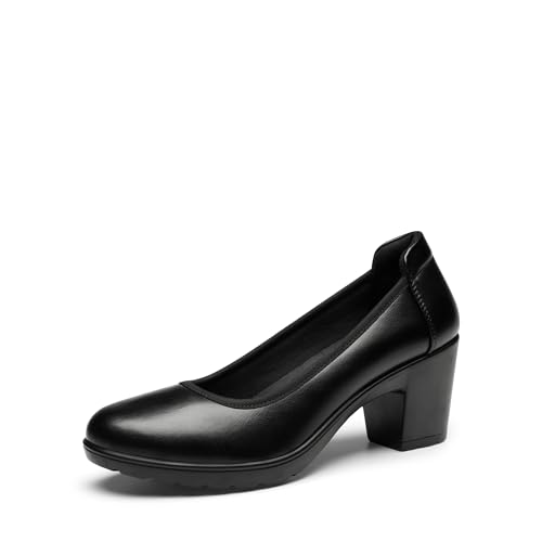 DREAM PAIRS Damen Chunky Geschlossene Zehe Niedrige Blockabsätze Arbeit Pumps Bequeme Runde Zehe Kleid Hochzeitsschuhe,Size 39W,Schwarz,DWUWPU2502 von DREAM PAIRS