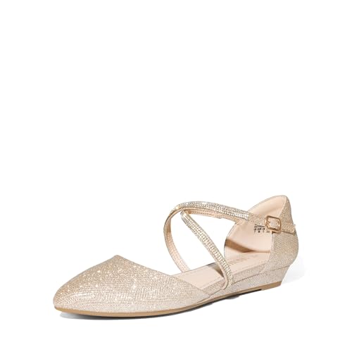DREAM PAIRS Damen Flache Schuhe Ballerinas mit spitzer Zehenpartie Flache Schuhe niedrigem Keilabsatz Knöchelriemen Slip-on-Schuhe Elegante fürs Büro Arbeit,Size 41,Gold-Glitzer,SDFA2402W DREAM PAIRS Damen Flache Schuhe Ballerinas mit spitzer Zehenpartie Flache Schuhe niedrigem Keilabsatz Knöchelriemen Slip-on-Schuhe Elegante fürs Büro Arbeit,Size 41,Gold-Glitzer,SDFA2402W von DREAM PAIRS
