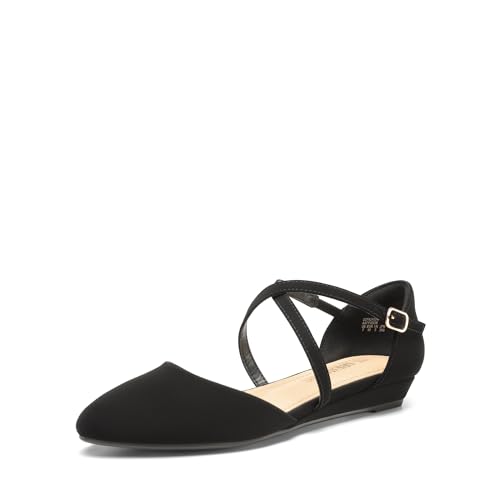 DREAM PAIRS Damen Flache Schuhe Ballerinas mit spitzer Zehenpartie Flache Schuhe niedrigem Keilabsatz Knöchelriemen Slip-on-Schuhe Elegante fürs Büro Arbeit,Size 41.5,Schwarz-Nubuck,SDFA2402W DREAM PAIRS Damen Flache Schuhe Ballerinas mit spitzer Zehenpartie Flache Schuhe niedrigem Keilabsatz Knöchelriemen Slip-on-Schuhe Elegante fürs Büro Arbeit,Size 41.5,Schwarz-Nubuck,SDFA2402W von DREAM PAIRS
