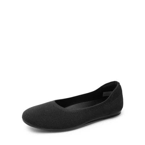 DREAM PAIRS Damen Ballerina Flache Atmungsaktive Maschenware Schuhe Runde Zehe Strick Kleid Schuhe Slip On Ballerina Bequem Weich,Size 38,SCHWARZ,SDFA2423W von DREAM PAIRS