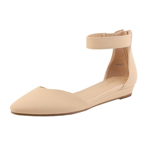 DREAM PAIRS Damen Flache Schuhe mit niedrigem Keilabsatz und Knöchelriemen,Size 38.5,Nackt/Nubuck,AMIGA DREAM PAIRS Damen Flache Schuhe mit niedrigem Keilabsatz und Knöchelriemen,Size 38.5,Nackt/Nubuck,AMIGA von DREAM PAIRS