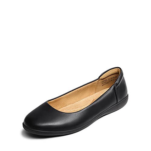 DREAM PAIRS Damen Flats mit gepolsterter Schaumsohle & runder Spitze, rutschfeste TPR-Sohle, weiches Innenfutter & gepolsterter Fersenkragen,Size 36.5,Schwarz,SDFA2312W von DREAM PAIRS