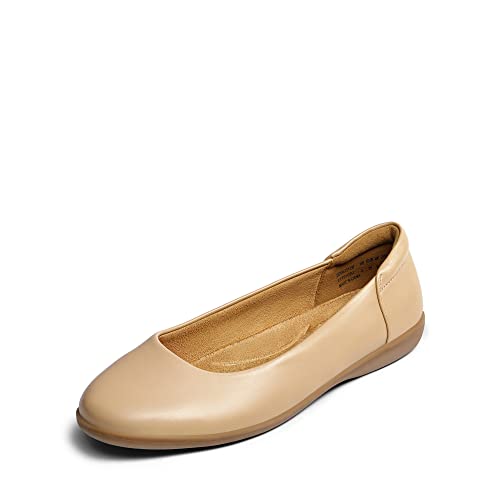 DREAM PAIRS Damen Flats mit gepolsterter Schaumsohle & runder Spitze, rutschfeste TPR-Sohle, weiches Innenfutter & gepolsterter Fersenkragen,Size 40.5,Nackt,SDFA2312W von DREAM PAIRS