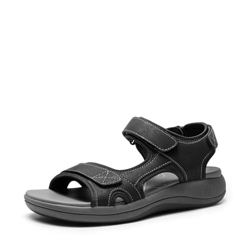 DREAM PAIRS Damen Freizeitsandalen Leichtes EVA-Fußbett & rutschfeste TPR-Sohle Verstellbare Riemen für optimalen Halt,Size 36.5,Schwarz,DWUMST2503 von DREAM PAIRS