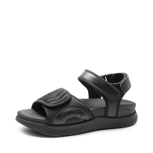 DREAM PAIRS Damen Freizeitsandalen mit ergonomischer Mittelfußstütze und rutschfester TPR-Sohle, atmungsaktive Sportsandalen für Wandern,Size 41.5,Schwarz,DWUMST2507 von DREAM PAIRS