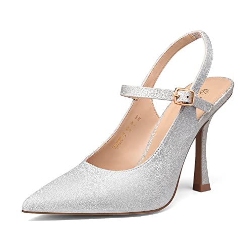 DREAM PAIRS Damen High Heels Pumps modische Fersen mit Knöchelriemen Pumps Silber SDPU2210W-E Größe 39 (EUR) von DREAM PAIRS