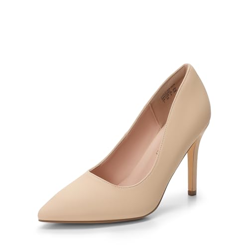DREAM PAIRS Damen High Heels Spitzschuh Pumps für Hochzeit Brautschuhe Party,Size 38,Nackt/Nubuck von DREAM PAIRS