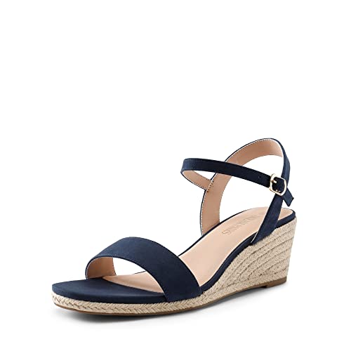 DREAM PAIRS Damen Keilsandalen Wedge Sandals Open Toe Ankle Strap Espadrilles Sandaletten Keilabsatz Sommer NAVI 40 (EUR) SDPW2344W-E von DREAM PAIRS