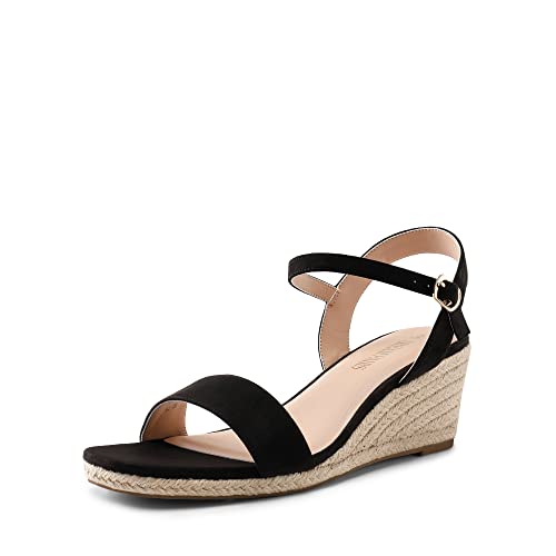 DREAM PAIRS Damen Keilsandalen Wedge Sandals Open Toe Ankle Strap Espadrilles Sandaletten Keilabsatz Sommer SCHWARZ 40 (EUR) SDPW2344W-E von DREAM PAIRS