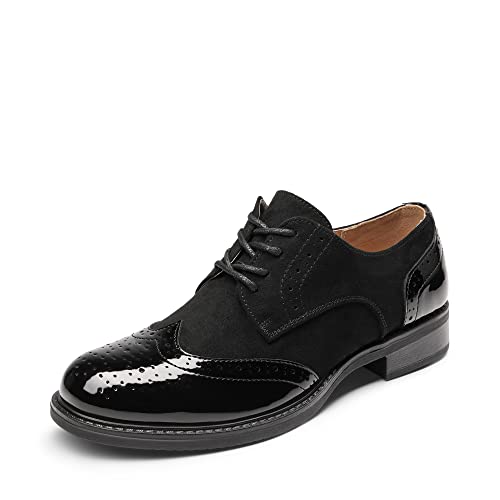 DREAM PAIRS Damen Klassische Derby Schnürhalbschuhe Oxford flach Brogues atmungsaktiv Damen Anzugschuhe komfortabel Businessschuhe SDOX2201W-E SCHWARZ Größe 37 EU von DREAM PAIRS